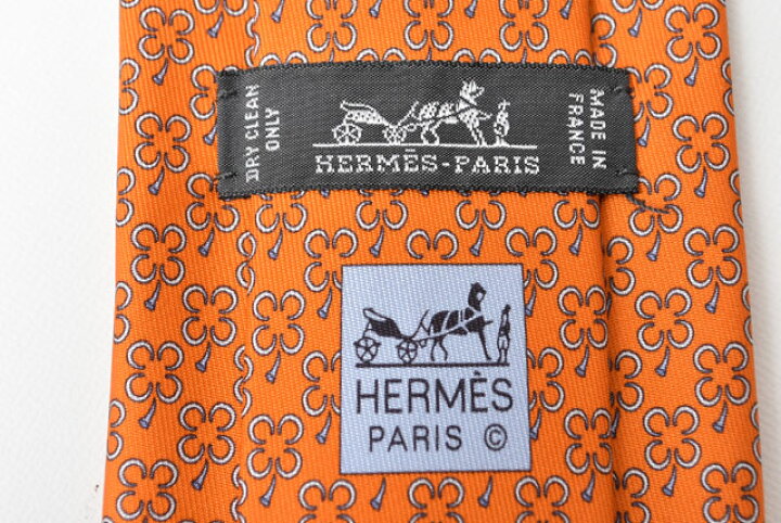 楽天市場】エルメス ネクタイ HERMES シルクツイルタイ オレンジ  