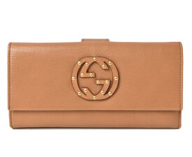 グッチ 財布 GUCCI 長財布/ダブルホック式 インターロッキングG スタッズ ブラウン 未使用【中古】