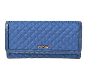 プラダ 財布 アウトレット パスケース付 PRADA 長財布 1M1132 ナイロンキルティング BLUETTE/ブルー 未使用【中古】クリスマスギフトにも【スーパーSALE限定★最大2,000円OFFクーポン】