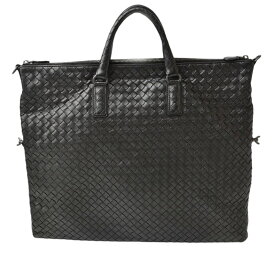 ボッテガヴェネタ ビジネスバッグ/ブリーフケース/ショルダーバッグ 2way BOTTEGA VENETA イントレチャート メンズ ストラップ付 レザー ブラック【中古】クリスマスギフトにも【スーパーSALE限定★最大2,000円OFFクーポン】