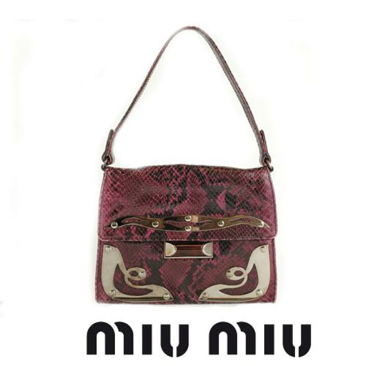 楽天市場】ミュウミュウ miumiu ハンドバッグ パイソン柄(蛇)/ピンク