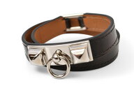 エルメス バングル/ブレスレット HERMES リヴァル ドゥブルトゥール ブラック/シルバー XSサイズ【中古】