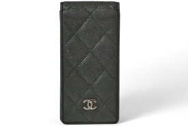 シャネル iPhoneケース 5/5S/SE第1世代 CHANEL キャビアスキン ブラック/ブラック【中古】