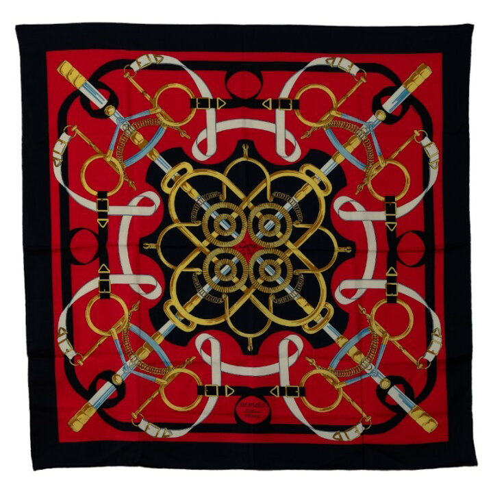 楽天市場】中古 エルメス スカーフ カレ90 シルク100％ ベルト柄 A 