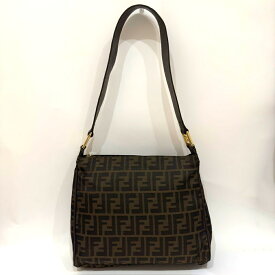 中古 フェンディ バッグ ワンショルダー セミショルダー ズッカ柄 キャンバス レザー ABランク ブラウン ゴールド金具 レディース FENDI あす楽【送料無料】【名谷店】