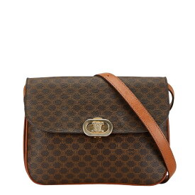 中古 セリーヌ ショルダーバッグ マカダム ABランク PVCレザー ブラウン ゴールド金具 レディース CELINE あす楽【送料無料】【西神店】