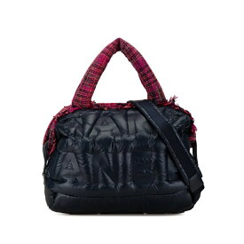 中古 美品 シャネル バッグ 2WAY ハンドバッグ ショルダー ドゥドーヌ ココネージュ エンボスロゴ ナイロン ウール Aランク ネイビー ピンク マルチカラー レディース CHANEL あす楽【送料無料】【名谷店】