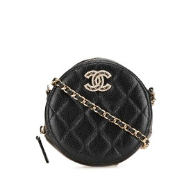 中古 シャネル マトラッセ ラインストーン サークル ミニ ABランク ショルダーバッグ ココマーク チェーン キャビアスキン CHANEL あす楽【送料無料】【西神店】