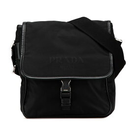 中古 プラダ ショルダーバッグ ABランク 三角ロゴプレート テスート 斜め掛け ブラック ナイロン レザー レディース PRADA あす楽【送料無料】【名谷店】