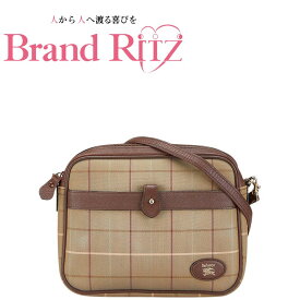 中古 バーバリー チェック ロゴ ショルダーバッグ キャンバス レザー ABランク カーキ ブラウン レディース BURBERRY あす楽【送料無料】【三田店】