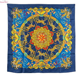 中古 美品 エルメス スカーフ カレ90 LUNA PARK 遊園地 ブルー イエロー レッド ゴールド マルチカラー Aランク シルク レディース HERMES あす楽【送料無料】【西神店】