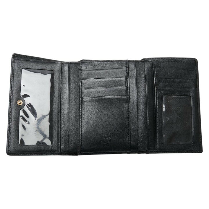 楽天市場】中古 MCM 低価格 三つ折り財布 Bランク ロゴ金具 ブラック  