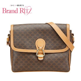 中古 セリーヌ マカダム 斜め掛け ショルダーバッグ PVC レザー ABランク ブラウン ベージュ レディース CELINE あす楽【送料無料】【三田店】