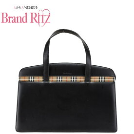 中古 バーバリー ハンドバッグ シャドーホース ノバチェック ブラック マルチカラー レザー キャンバス レディース BURBERRY あす楽【送料無料】【名谷店】