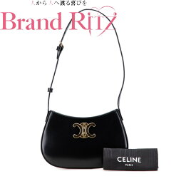 中古 セリーヌ トリオンフ ミディアム ティリー ワンショルダーバッグ ハンドバッグ Aランク ブラック ゴールド レザー レディース CELINE あす楽【送料無料】【名谷店】