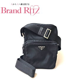 中古 プラダ ショルダーバッグ 三角ロゴプレート トライアングルロゴ BCランク テスート ナイロン ブラック 斜め掛け レディース PRADA あす楽【送料無料】【三田店】