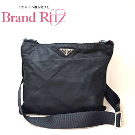 中古 プラダ ショルダーバッグ 三角 ロゴプレート テスート ナイロン 斜め掛け Bランク ブラック レディース PRADA あす楽【送料無料】【三田店】