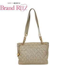 中古シャネル マトラッセ ココマーク チェーン トートバッグ ABランク グレー ライトグリーン キャンバス レザー レディース CHANEL あす楽【送料無料】【西神店】