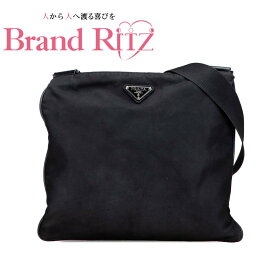 中古 プラダ 三角ロゴプレート ショルダーバッグ Bランク ブラック ナイロン レディース PRADA あす楽【送料無料】【三田店】
