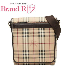 中古 バーバリー ノバチェック シャドーホース ショルダーバッグ ベージュ ブラウン PVC レザー レディース BURBERRY あす楽【送料無料】【西神店】