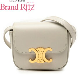 中古 セリーヌ トリオンフ ミニ クロード Aランク ショルダーバッグ ベージュ レザー レディース CELINE あす楽【送料無料】【西神店】