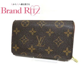 中古 ルイ ヴィトン モノグラム ポルトフォイユ・トレゾール L字ファスナー 二つ折り財布 M61736 ブラウン PVC レザー レディース LOUIS VUITTON Bランク あす楽【送料無料】【名谷店】