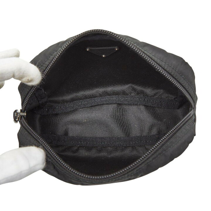 楽天市場】中古 プラダ ABランク 三角ロゴプレート ポーチ ブラック 