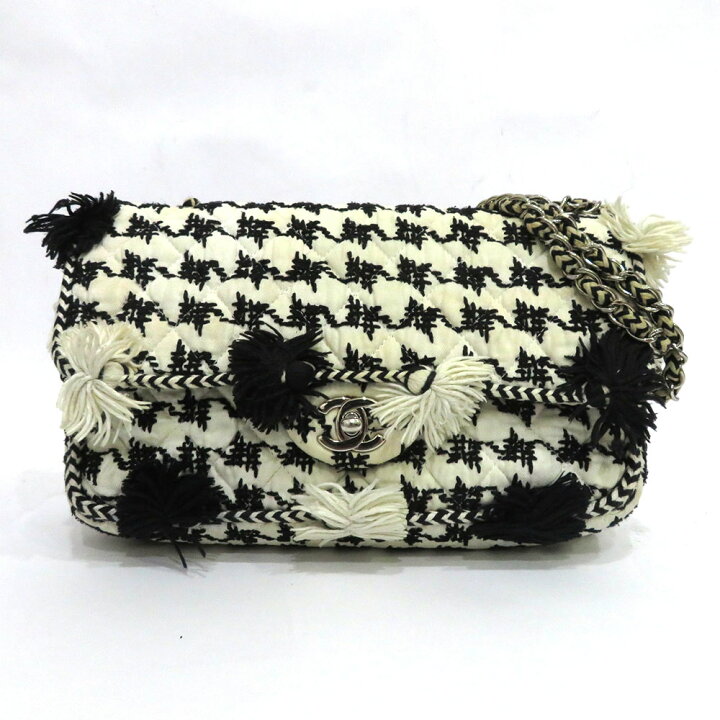 楽天市場】中古 シャネル マトラッセ25 コットン フリンジ 千鳥格子 20  