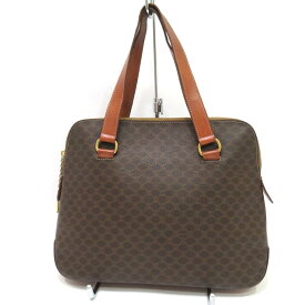 中古 セリーヌ マカダム柄 PVC ハンドバッグ Bランク ブラウン CELINE レディース あす楽【送料無料】【西神店】