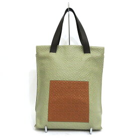 中古 ロエベ バッグ トートバッグ リピート アナグラム Aランク バイカラー レザー グレー ブラウン LOEWE レディース あす楽【送料無料】【西神店】