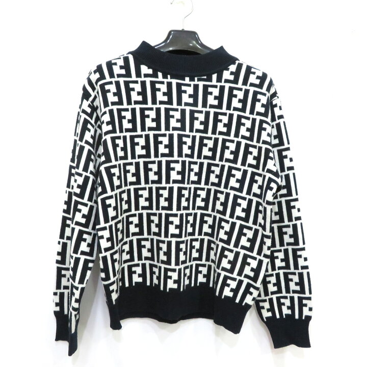 楽天市場】中古 フェンディ ズッカ柄 ニット セーター バイカラー 白黒  