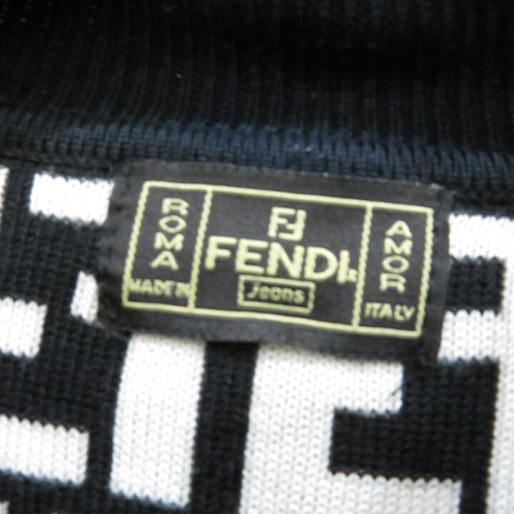 楽天市場】中古 フェンディ ズッカ柄 ニット セーター バイカラー 白黒 