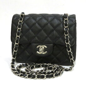 中古 シャネル 斜め掛けOK ミニマトラッセ シングルチェーンショルダーバッグ ABランク キャビアスキン シルバー金具 20番台 CHANEL あす楽【送料無料】【名谷店】