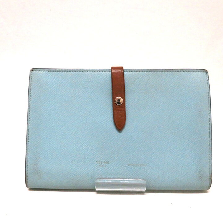 楽天市場】中古 セリーヌ 財布 レザー Bランク 二つ折り 水色 ブラウン  