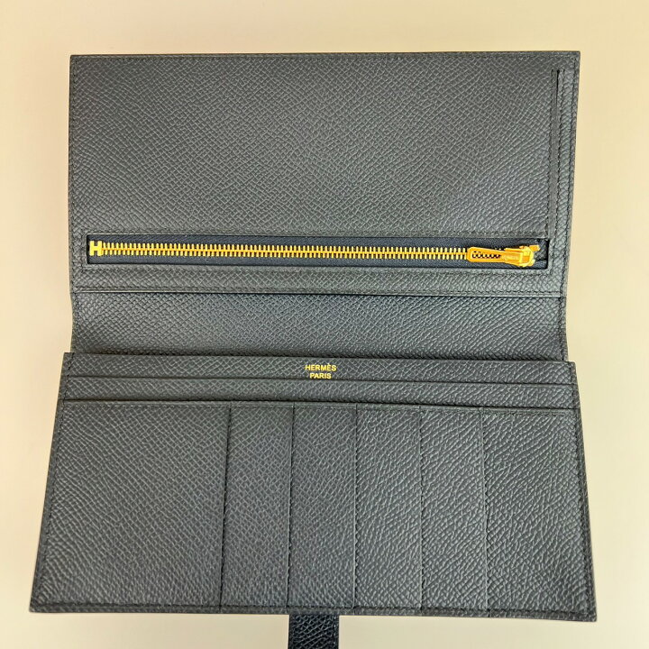 楽天市場】新品未使用 HERMES エルメス ベアンスフレ 長財布 ブルー 