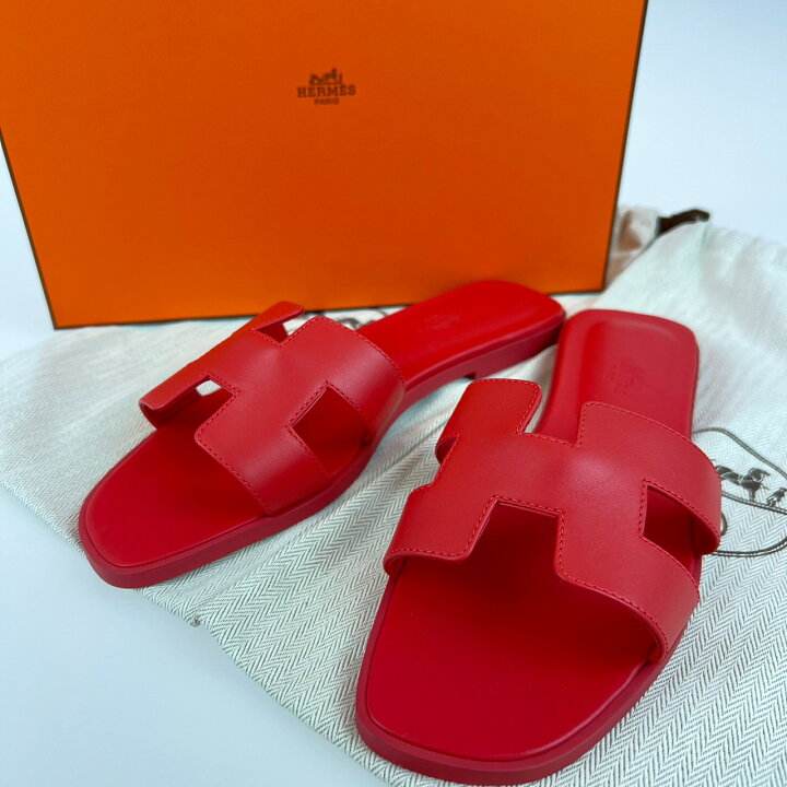 楽天市場】新品未使用 エルメス HERMES サンダル オラン レッド38(24.5 