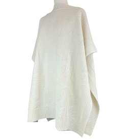新品未使用 HERMES エルメス H柄 ポンチョ 34 ウール ニット 白 Sサイズ