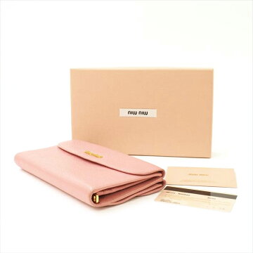 【ほぼ新品】MiuMiuミュウミュウマドラスレザーレディース財布長財布（小銭入れあり）【中古】