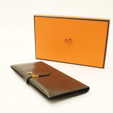 HERMESエルメスべアンボックスカーフメンズ財布長財布（小銭入れあり）【中古】