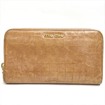 MiuMiuミュウミュウ5M0506レザーレディース財布長財布（小銭入れあり）【中古】