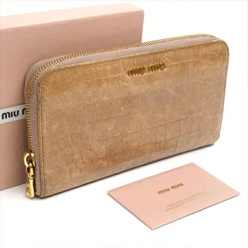 MiuMiuミュウミュウ5M0506レザーレディース財布長財布（小銭入れあり）【中古】