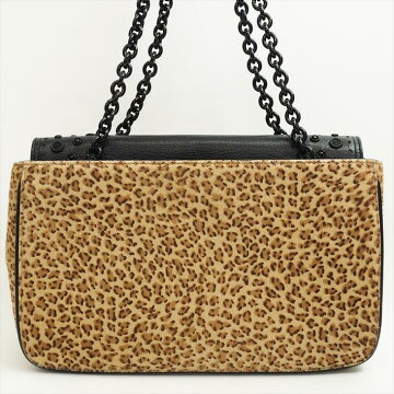 [ç¾ å] BOTTEGAVENETA Bottega Veneta leopard pattern Leopard handle chain handbag Harako x leather women's bag shoulder bag [pre]