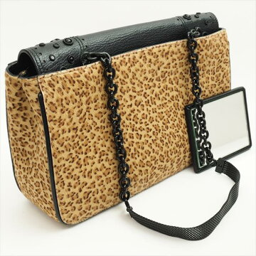 [ç¾ å] BOTTEGAVENETA Bottega Veneta leopard pattern Leopard handle chain handbag Harako x leather women's bag shoulder bag [pre]