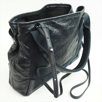 [Almost new goods] BALENCIAGA Balenciaga cover stove XS 2 WAY shoulder attaching 390346-4020-D-002103 calf leather Ã cotton canvas ladies bag tote bag [used]
