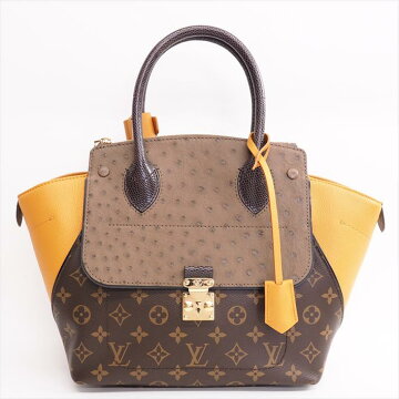 [Unused / Second-hand Goods] LOUISVUITTON Louis Vuitton Exotic Tote PM Monogram N 91285 Monogram Canvas x Ostrich x Lizards x Gross Grain Leather Women's Handbag [Pre]