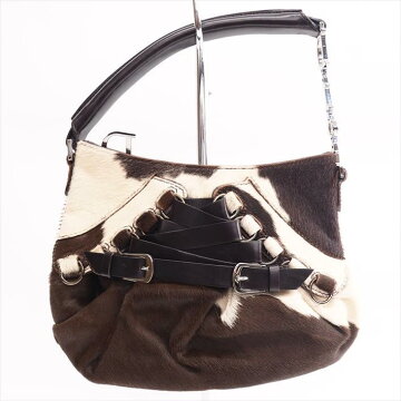 【美品】ChristianDiorクリスチャン・ディオールワンショルダー肩掛けE1180ハラコ×レザーレディースショルダーバッグ【中古】