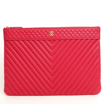 [Almost New] CHANEL Chanel 2017 Christmas V Stitch Gold Hardware Chevron Women's Bag Clutch Bag [Pre]
