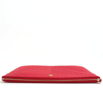 [Almost New] CHANEL Chanel 2017 Christmas V Stitch Gold Hardware Chevron Women's Bag Clutch Bag [Pre]