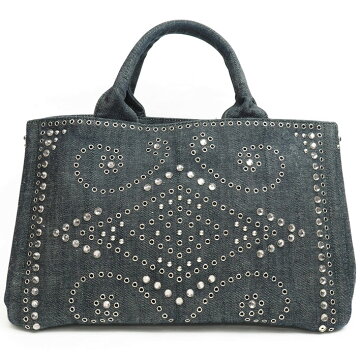 【美品】PRADAプラダ2WAYスタッズ付きカナパトートBN2642レディースバッグトートバッグ【中古】