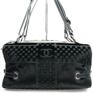 [ç¾ å] Chanel lattice pattern boring bag silver fittings Coco mark ladies ãBoston bagã ãpre-ownedã